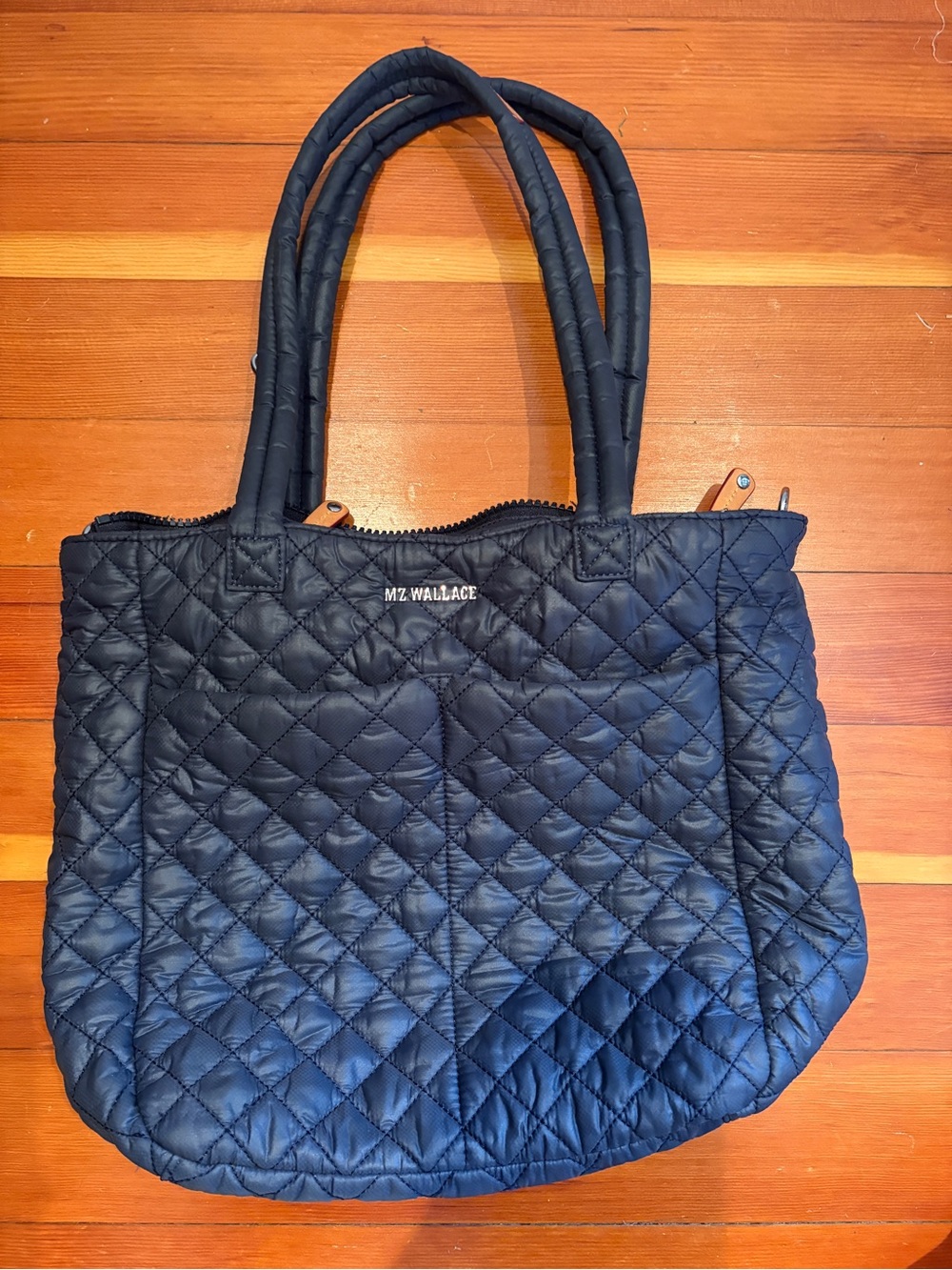 MZ Wallace Quilted Nylon Tote Shoulder Crossbody Bag Navy